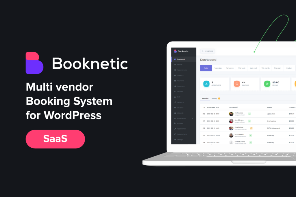Booknetic SaaS v3.2.9 – Multi vendor Booking System for WordPress